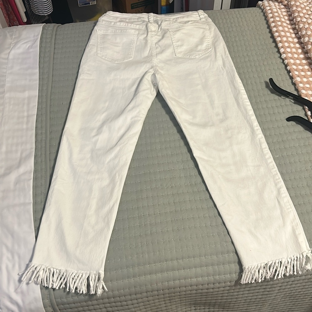 SHEIN White Jeans with Fringe Size 8/10